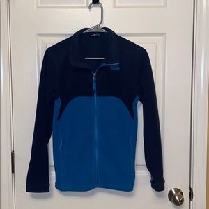 The North Face Kids navy/turquoise fleece. Large